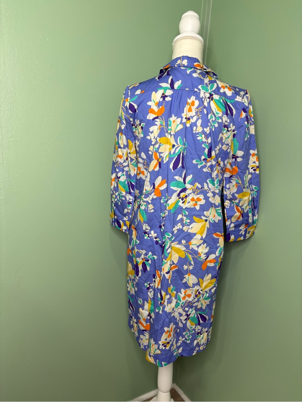 Tyler Boe Blue Floral Shirt Dress with Yellow & White Accents - Picture 2 of 10